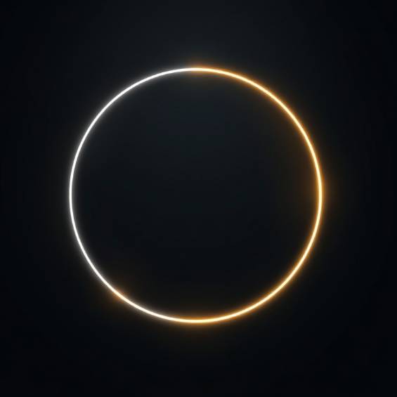 Minimalist circular system diagram with glowing segments on charcoal background.